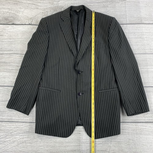 VIVALDI Black Business Blazer Men Size Large ( 42 )Pin Striped Professional Coat - Picture 10 of 12