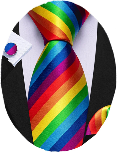 Stripe Men Ties Set Classic WOVEN Necktie with Handkerchief Cufflinks Formal - Picture 68 of 83
