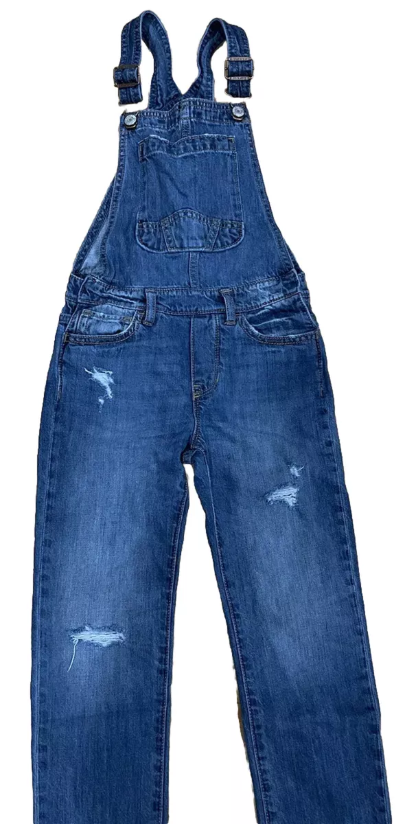 GAP Kids Youth Girls Ripped Denim Jumpsuit Pants Jumper Denim Blue Size 9  Years