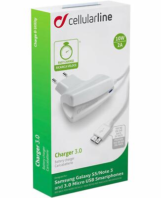 Cellularline 220V Netz Ladegerät High Power 3.0 Micro USB Sasmung Note3 098