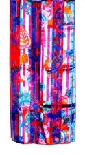 SCARF Long Bright Colors Blue Red Purple Green Turquoise Floral ABSTRACT FLOWERS