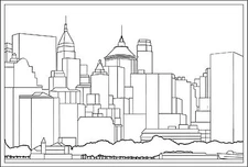 Rug Hooking Pattern "CITY SCAPE"  on natural linen