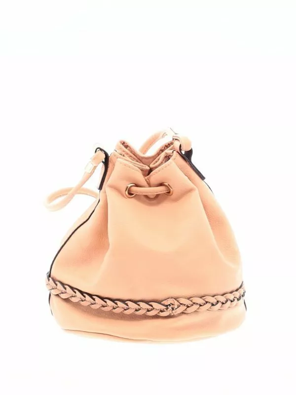 FAUX LEATHER BUCKET BAG Soft Pink Vegan Hippie Bohemian Tote Shoulder Purse