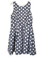 Eliza J Navy/White Polka Dot Sleeveless Lined Fit & Flare Dress Size 14