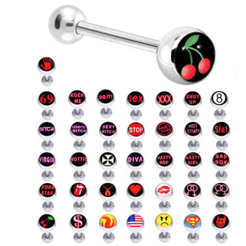 500 Logo & Word Tongue Barbell Rings Wholesale - Afbeelding 1 van 1