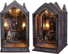 Dollhouse DIY Book Nook Miniature Kit, Bookshelf Insert Decor, 3D Wooden Puzzle 