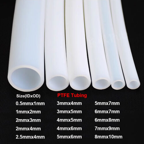 Milky White PTFE Tube Tubing Pipe Hose 600V High Temp 260℃ ID 0.5~8mm OD 1~10mm - Afbeelding 1 van 7