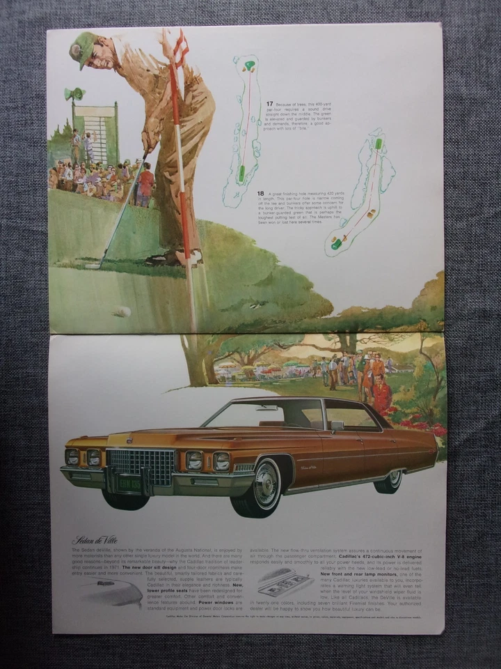 Folleto grande Cadillac & Masters Golf orig 1971 - Fleetwood Eldorado De Ville Foto 4 de 4