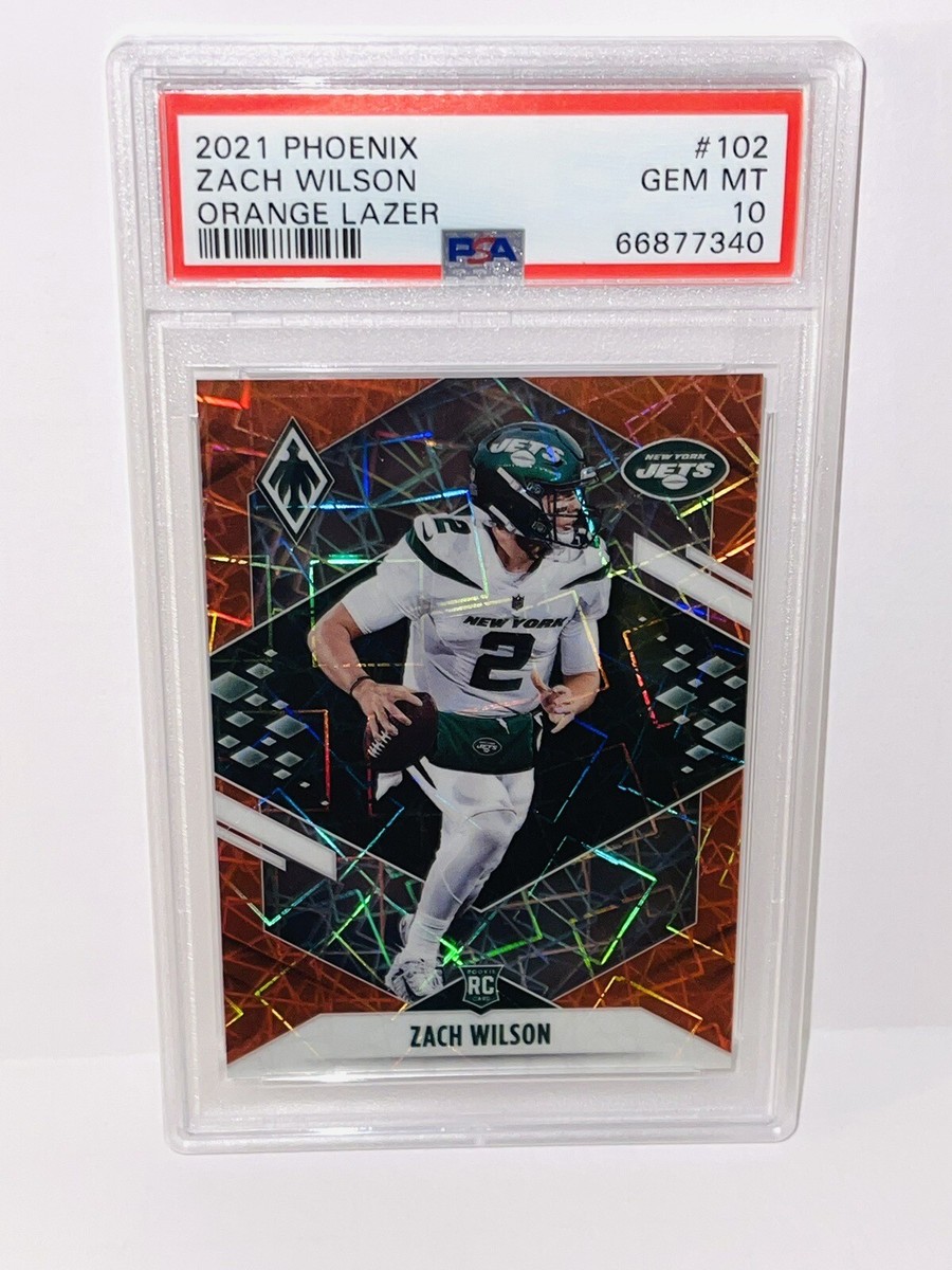 ♡n41♡ Zach Wilson 2021 Panini Phoenix Orange Lazer /99 PSA 10