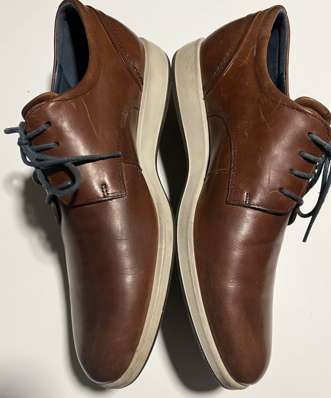 SAOLA Scarpe eleganti derby Ecco Jared da uomo taglia 44 UK in pelle marrone cognac sneaker casual