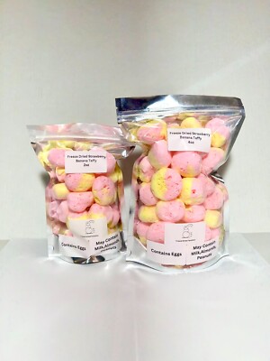 Freeze Dried Candy Fresh Strawberry Banana Saltwater Taffy Puffs *Pick Size*