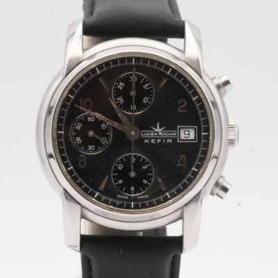 LUCIEN ROCHAT AUTOMATIK CHRONO HERREN UHR 39MM STAHL MIT LEDER BAND
