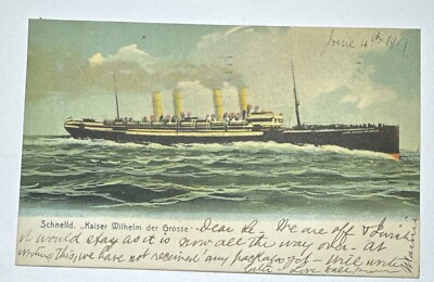 SS KAISER WILHELM DER GROSSE AT SEA, NORD-DEUTSCHER LLOYD LINE POSTCARD