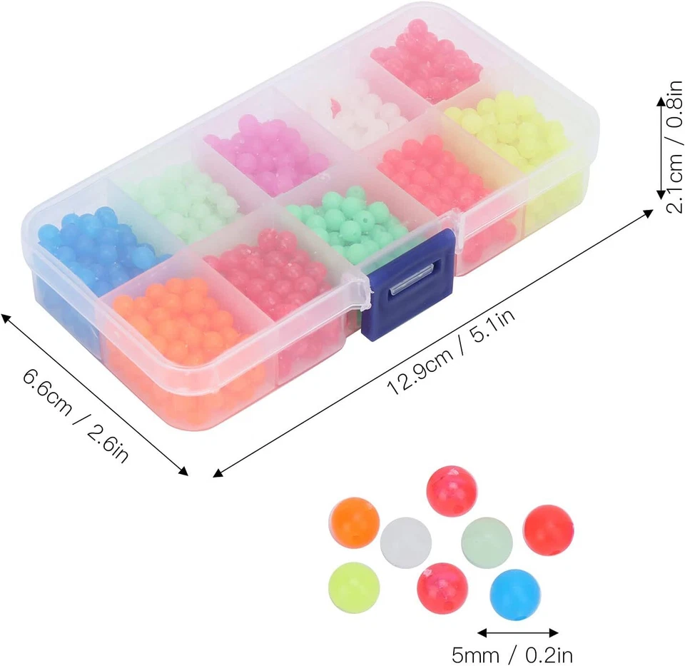 1000PCS Fishing Beads 5mm Assorted Beads Round Float Glow Fishing Rig Beads Eggs - Image 2 of 4