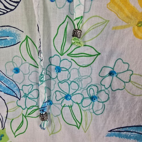 Cappagallo Damen mehrfarbig Blumenmuster Bluse Krawatte Ausschnitt Langarm Baumwolle Größe 2X - Bild 4 von 11