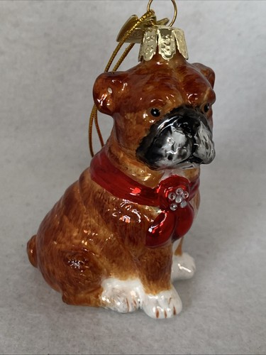 Noble Gems Glass American Bulldog Dog Christmas Tree Ornament Kurt Adler 4” - Picture 5 of 9