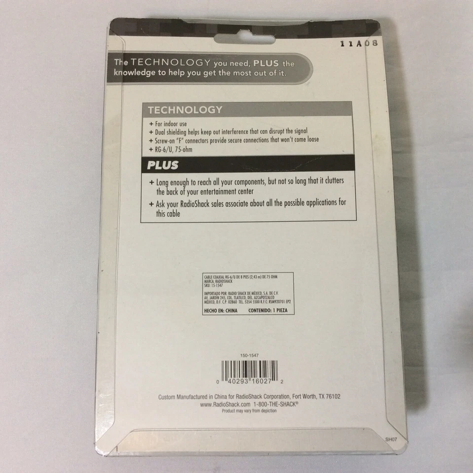Radio Shack 8-FT (2.43M) Coax AV Cable TV Telephone Internet Data Video Antenna - Image 4 of 4