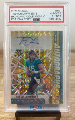 2021 Panini Mosaic GOLD #/10 TREVOR LAWRENCE Rookie PSA 8 AUTO 9 #RA-1 Autograph