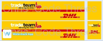 Code 3 selbstklebendes Vinyl Anhänger Aufkleber - DHL Trade Team Lackierung - 1/50 1/76 1/148