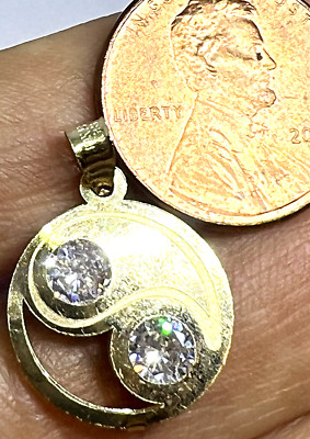 GOLd Ying Yin Yang  10k cz pendant charm necklace bracelet love gift small .80''