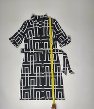 Button Down Dress Office Work Collar & Cuffs Classy Modern Knee Geometric 