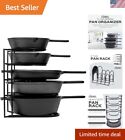 Heavy-Duty Pan Organizer - 5-Tier Rack for Cast Iron Skillets - Easy Storage