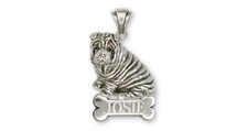 Shar Pei Personalized Pendant Jewelry Sterling Silver Handmade Dog Personalized