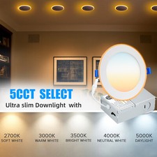 6 Inch LED Recessed Ceiling Light, 2700K/3000K/3500K/4000K/5000K 5CCT , US Ship