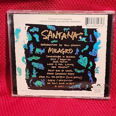 Carlos SANTANA Milagro 1992 audio music compact disc CD 90s 80s