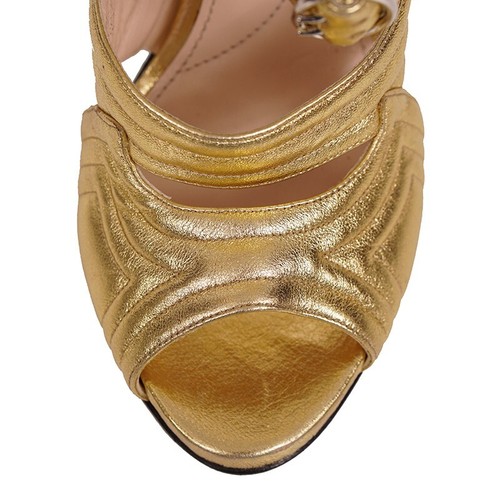 40 US 9.5 NEW $1100 PRADA Vintage 2013 RUNWAY Gold Leather CHUNKY Open Toe HEELS - Picture 11 of 16
