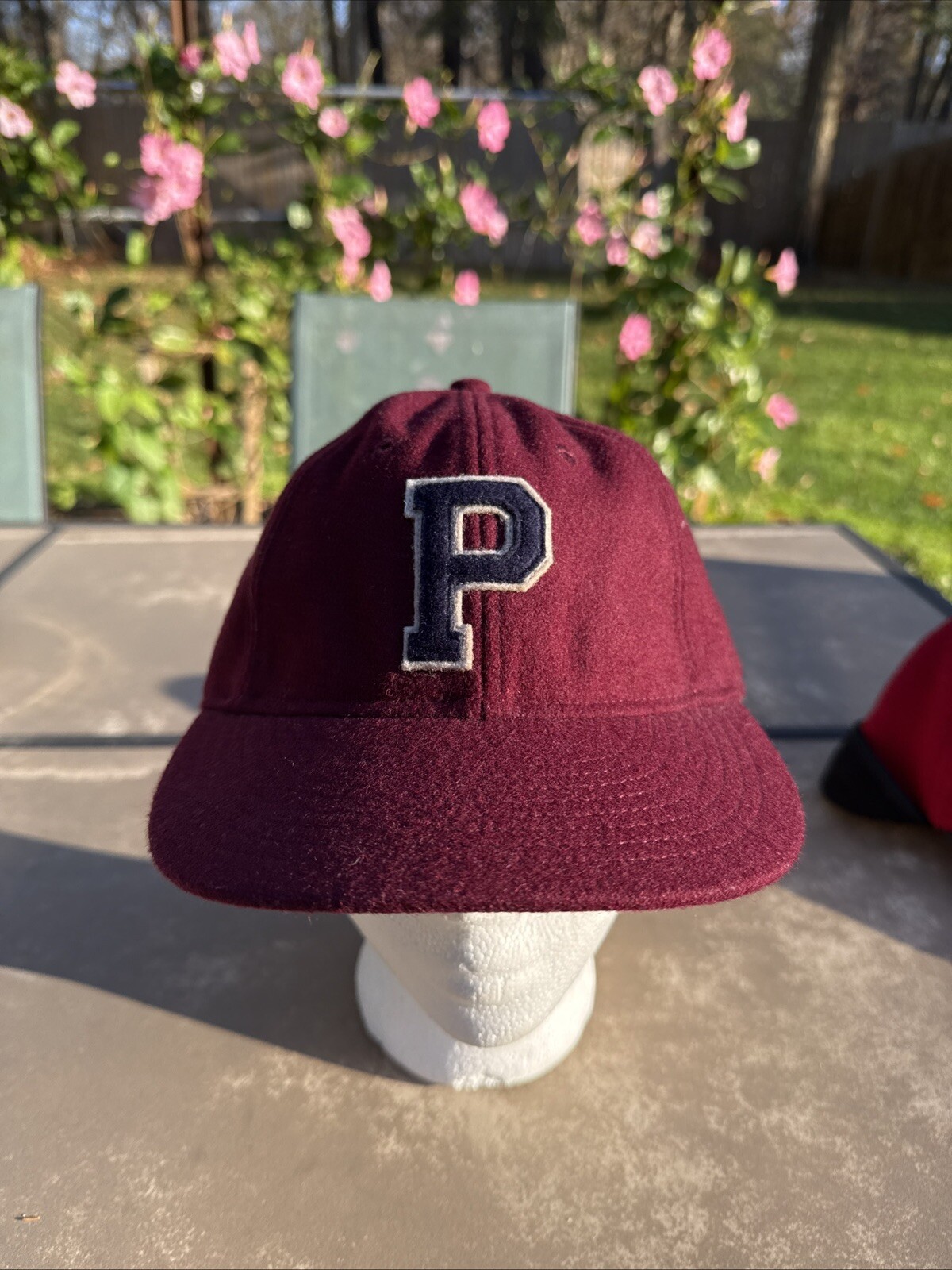 Rare Polo Ralph Lauren Red/ Burgundy Varsity Fleece P Logo Ball Cap Hat OS