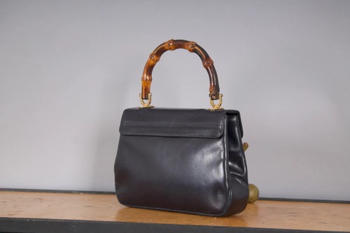 vintage Susan Gail Bamboo Kelly bag blue leather purse 1960s mod mid century - Picture 8 of 9