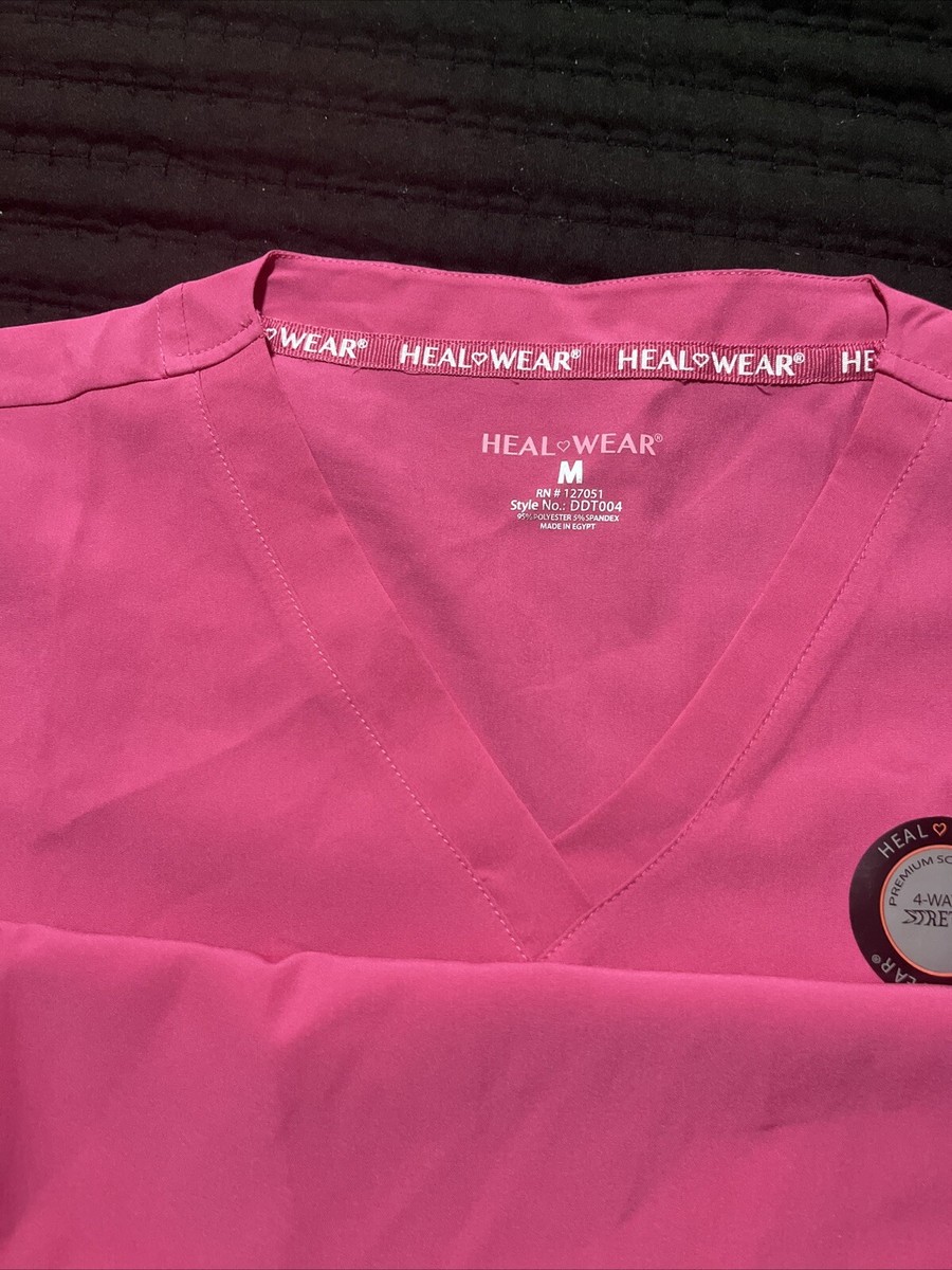 HEAL WEAR PREMIUM SCRUB WEAR 4-WAY STRETCH Pink SCRUB TOP WOMEN'S