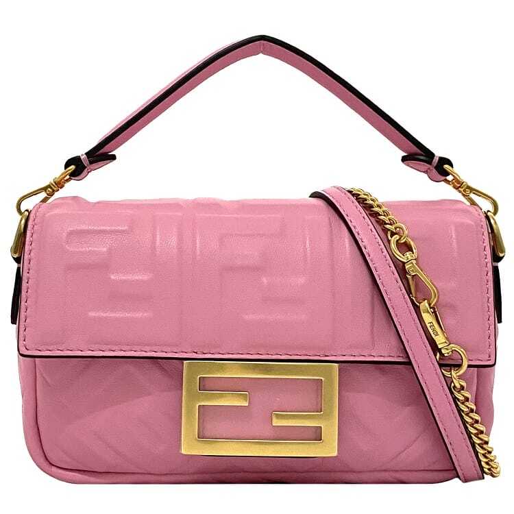 Fendi Mini Baguette 2way Small Pink Gold Unused 8BS017