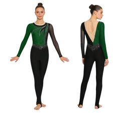 Womens Jumpsuit Competition Bodysuit Dancewear Rompers Dancing Gymnastics Back