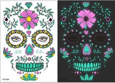 Halloween Temporary Face Tattoos Makeup Kit Skull Floral Skeleton Web B0DCBRWCHQ