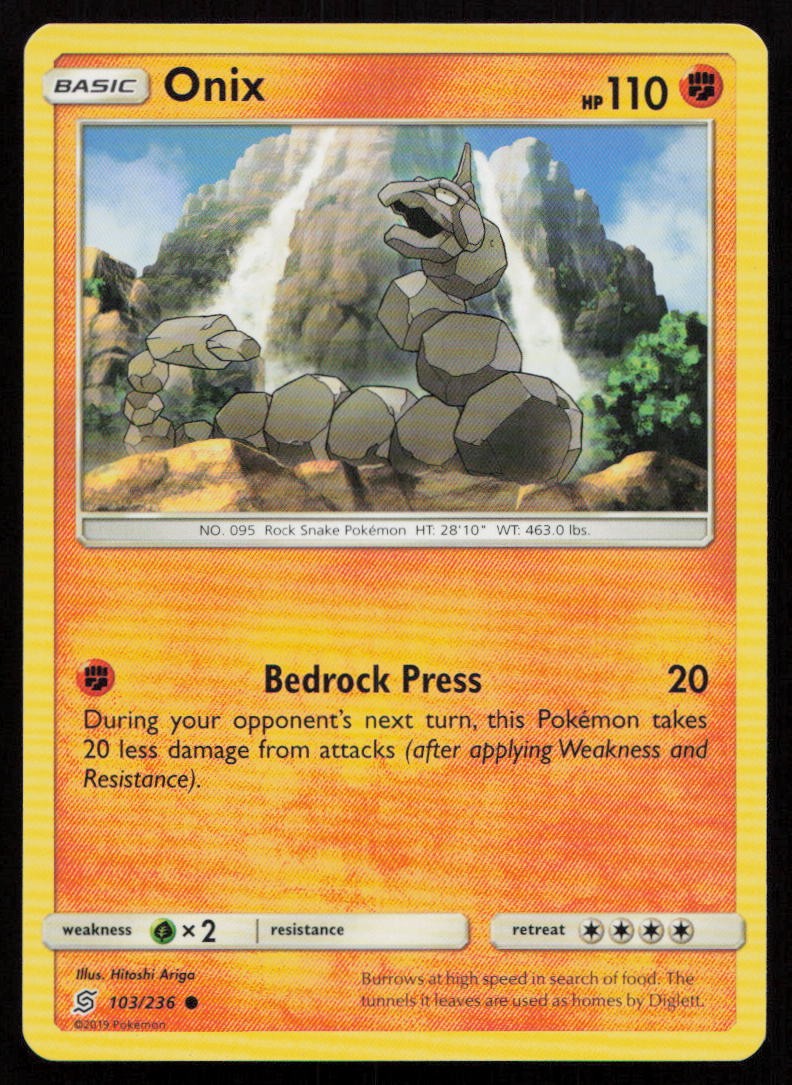 Onix 103/236 Common Unified Minds Pokemon Lightly Played
