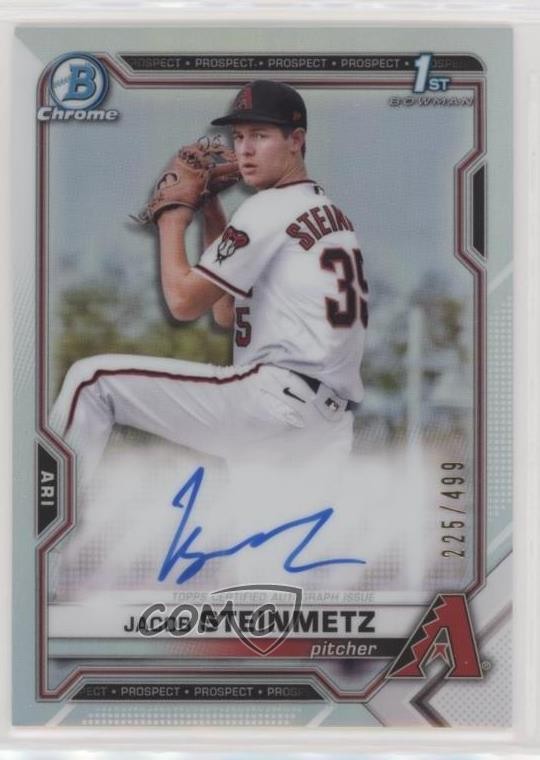2021 Bowman Draft Chrome Pick Refractor 225/499 Jacob Steinmetz #CDA-JS Auto 4k8