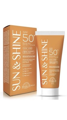 SUN & SHINE Mineral Sunscreen Lotion SPF 50+ Waterproof Natural 50ml Face Neck
