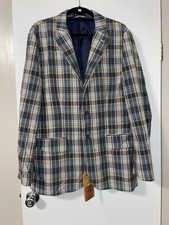 Vtg Polo Ralph Lauren Blazer Mens Large Green Blue Madras Plaid Sport Coat NWT