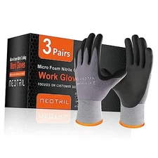 Safety Work Gloves MicroFoam Nitrile Coated-3/6/12/36 3 Pairs/ Grey 9/Large