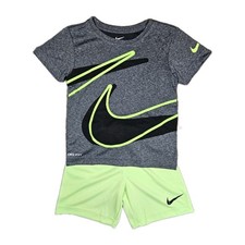 Nike Boys 2 Piece Shirt  Shorts Set, Size 4, Gray, Black  Lime Green, NWT
