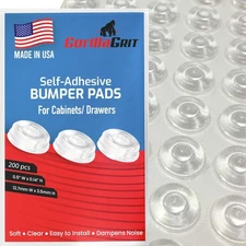 200 Clear Self-Adhesive Rubber Cabinet Door Bumpers - Soft Close Pads