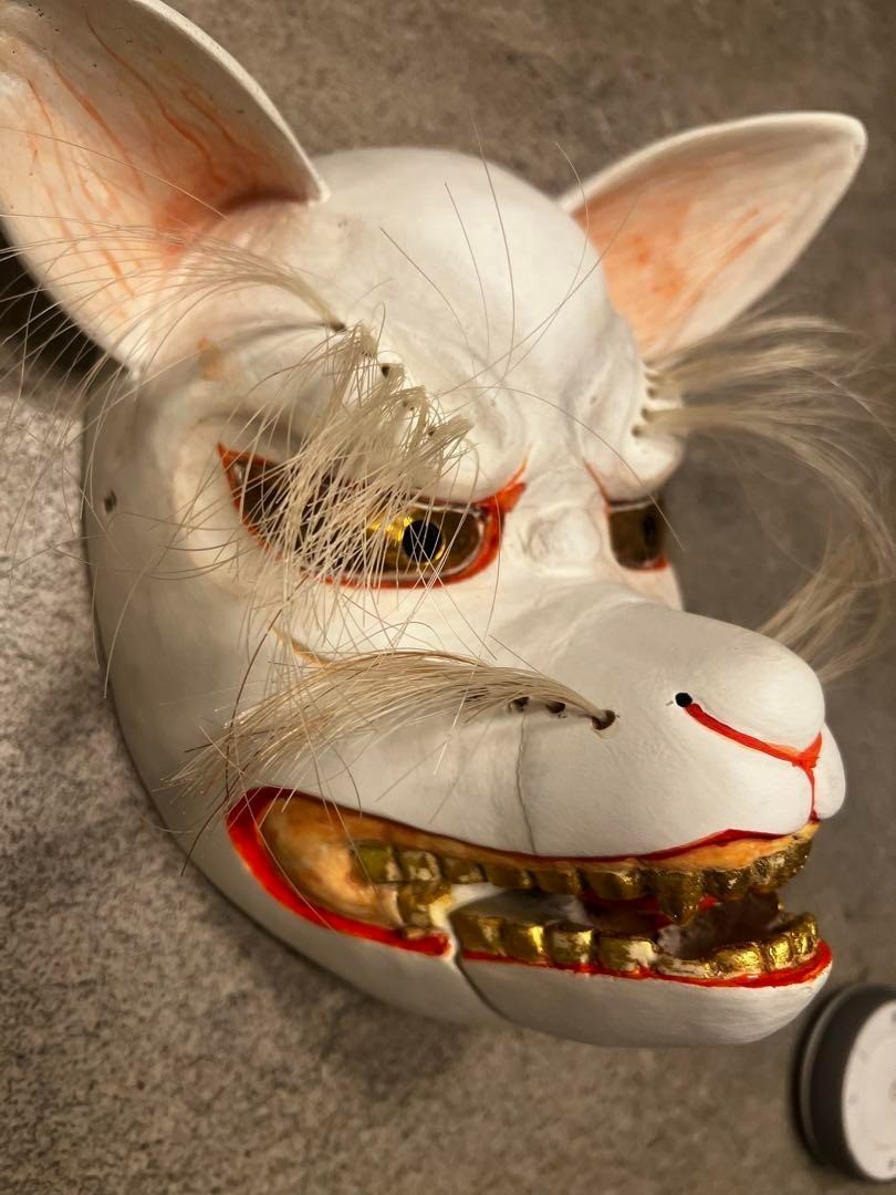 Hand-Carved Wooden Fox Mask – Japanese Traditional Folk Art