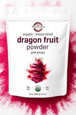 Organic Red Dragon Fruit Powder, Freeze-Dried Pitaya, Vegan Superfood, No Sugar