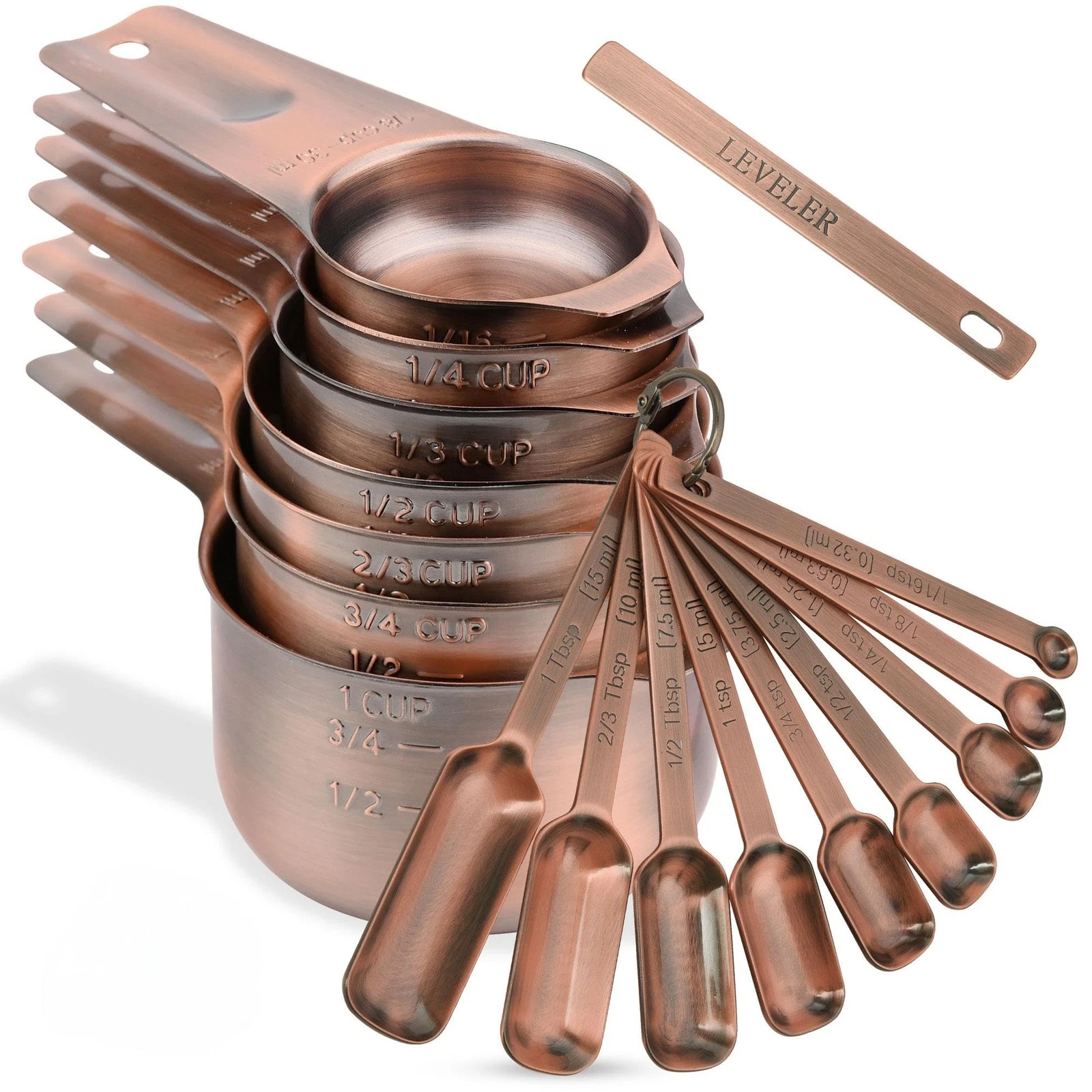 Copper Measuring Cups and Spoons Set 17 Stainless Steel Measuring Cups and
