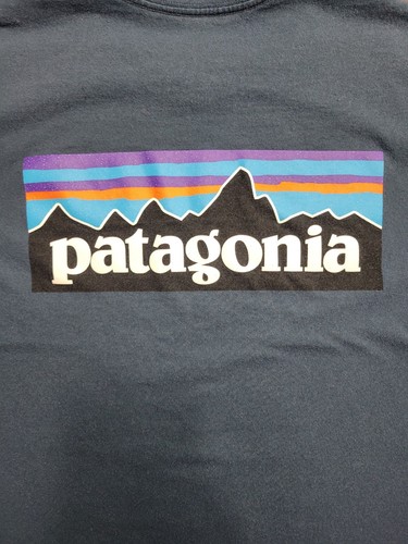 Camisa Patagonia Para Hombre Camiseta Azul Mediana Manga Corta Logo Calce Regular - Imagen 7 de 9
