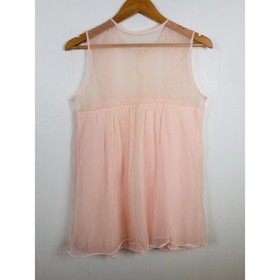 Vintage 1970s Babydoll Nightgown Lingerie Sz Small Nightie Peachy Pink Sheer