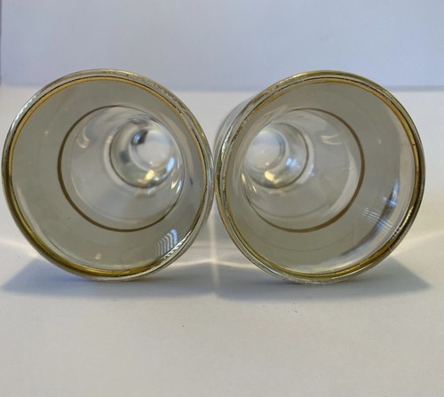 Set Of 2 Vintage Hazel Atlas Gold & Frosted Shot Glasses 3.25” 6.6 Oz Each - Picture 3 of 10