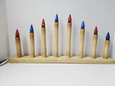 Vintage Christmas wooden base candelabra centerpiece candolier red Candelite